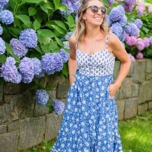 Jcrew NWT blue block print dress, all cotton